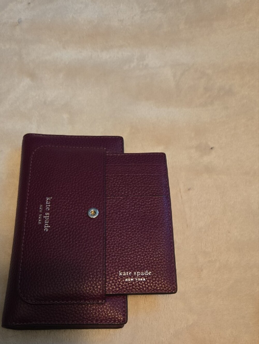 kate spade Plum Pebbled Leather Snap Wallet - Picture 8 of 9
